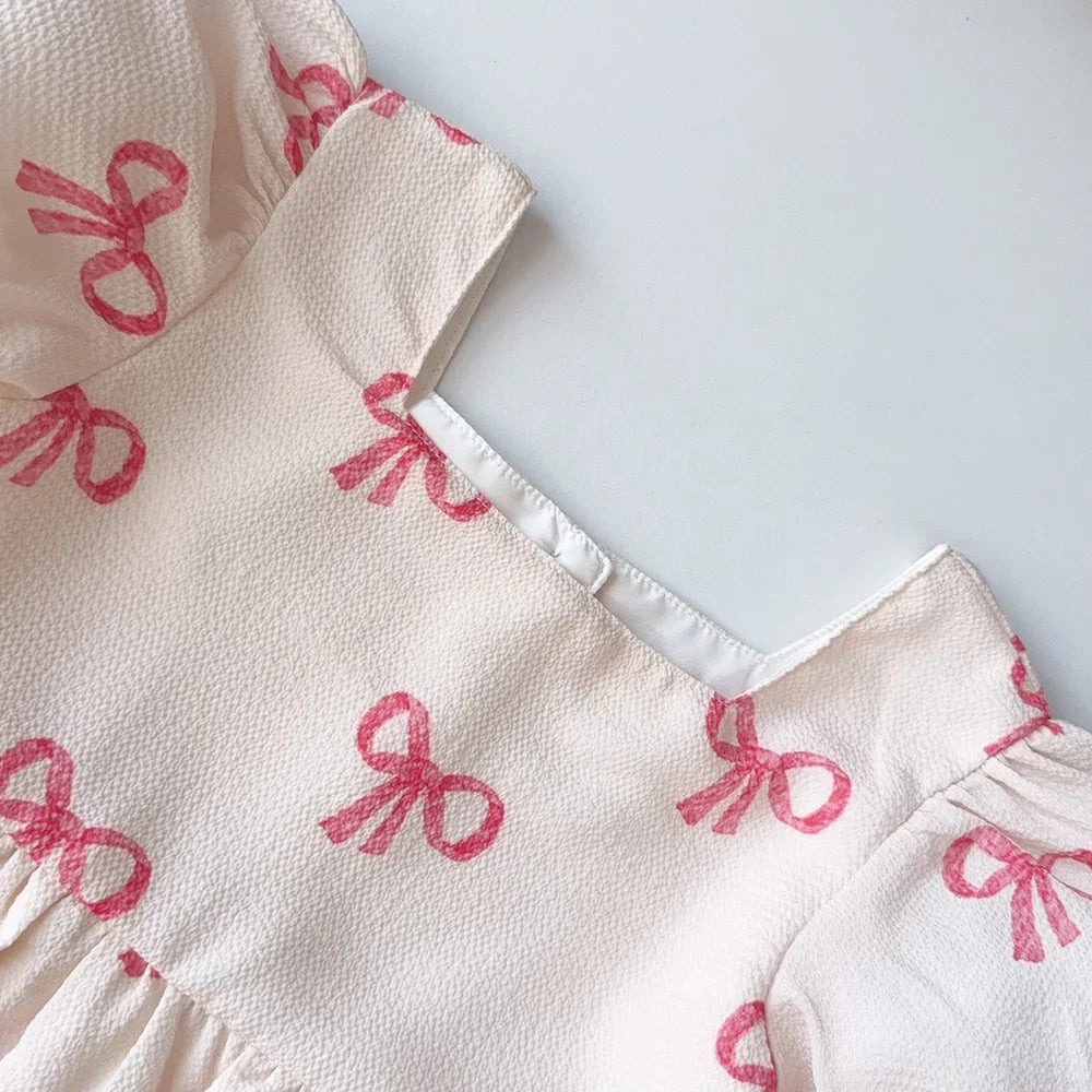 Ribbon Print Casual Dress