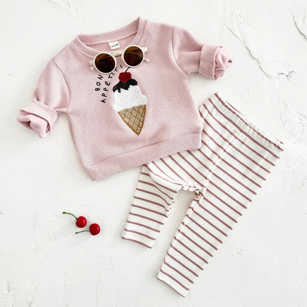 Cherry Ice Cream Stripe Set