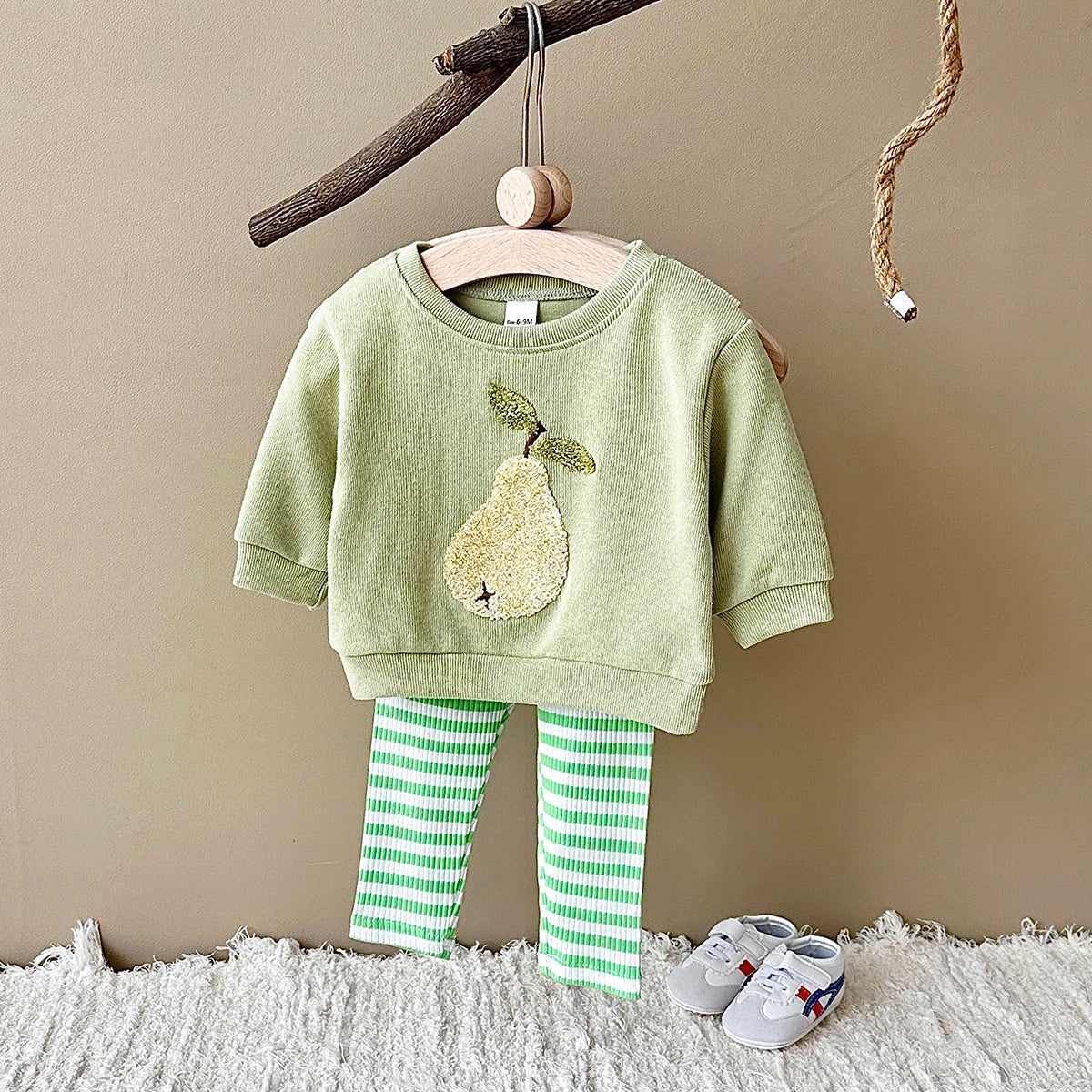 Fuzzy Fruit Stripe Pants Set