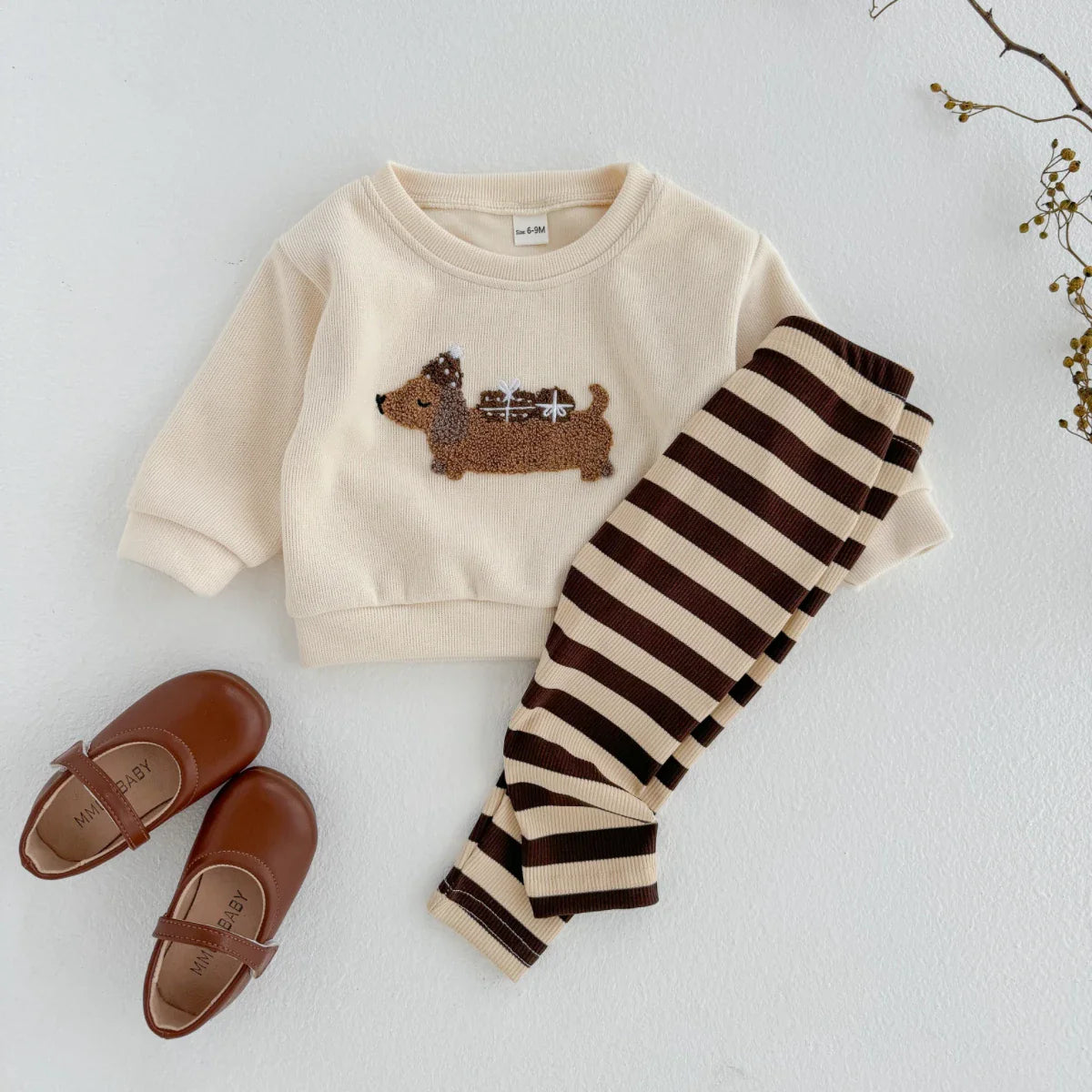 Fuzzy Puppy Dog Stripe Set