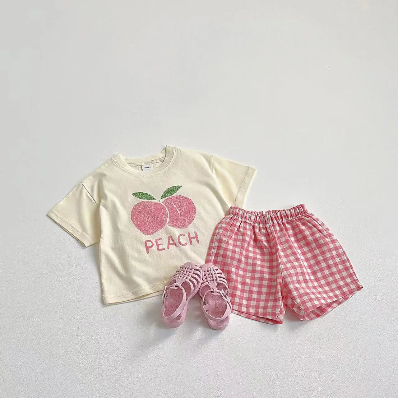 Plaid Shorts Fruit Print Set