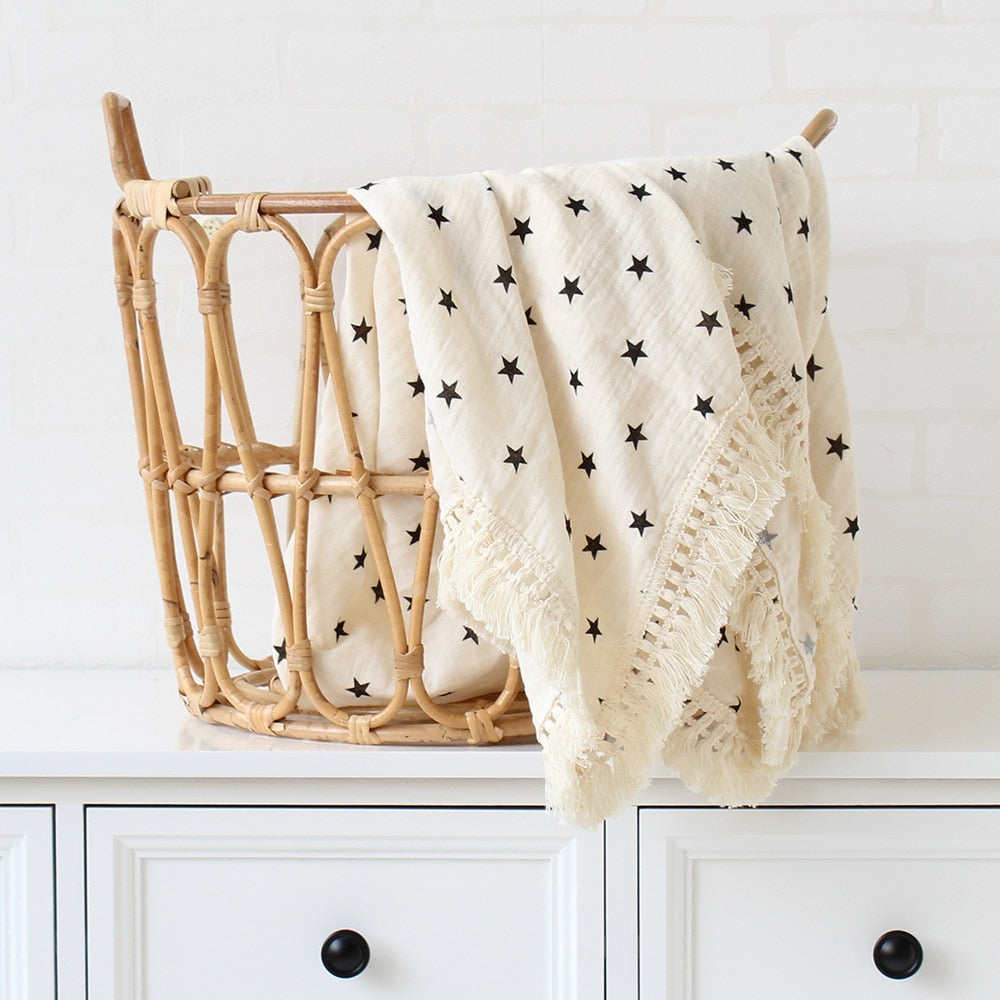 Floral Tassel Swaddle Blanket