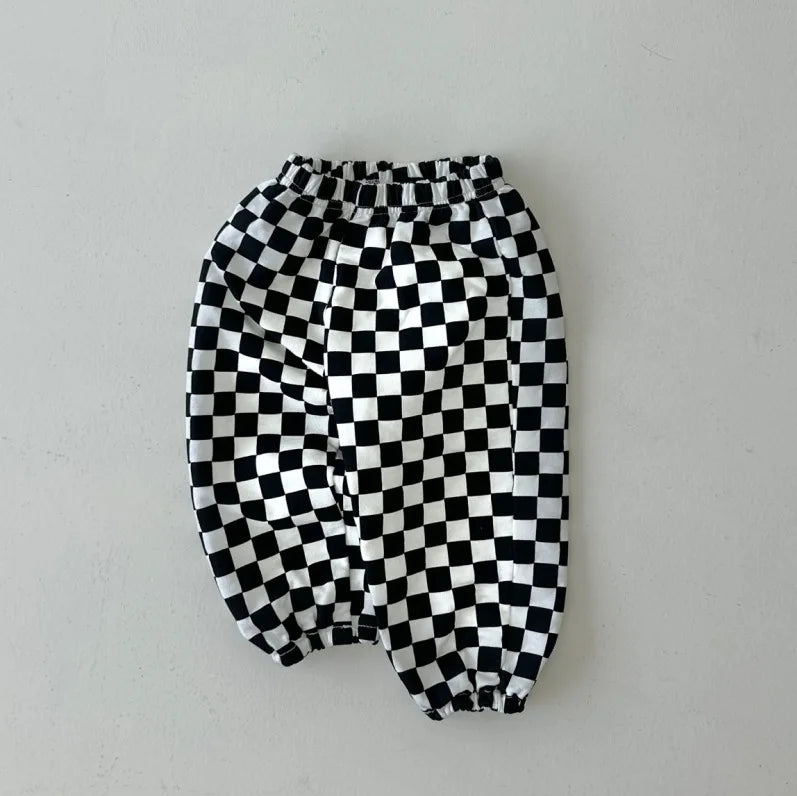 Versatile Checkered Loose Pants
