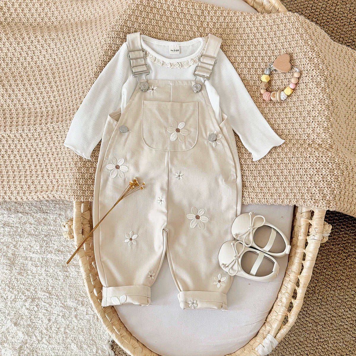 Embroidered Floral Dungaree Jumpsuit