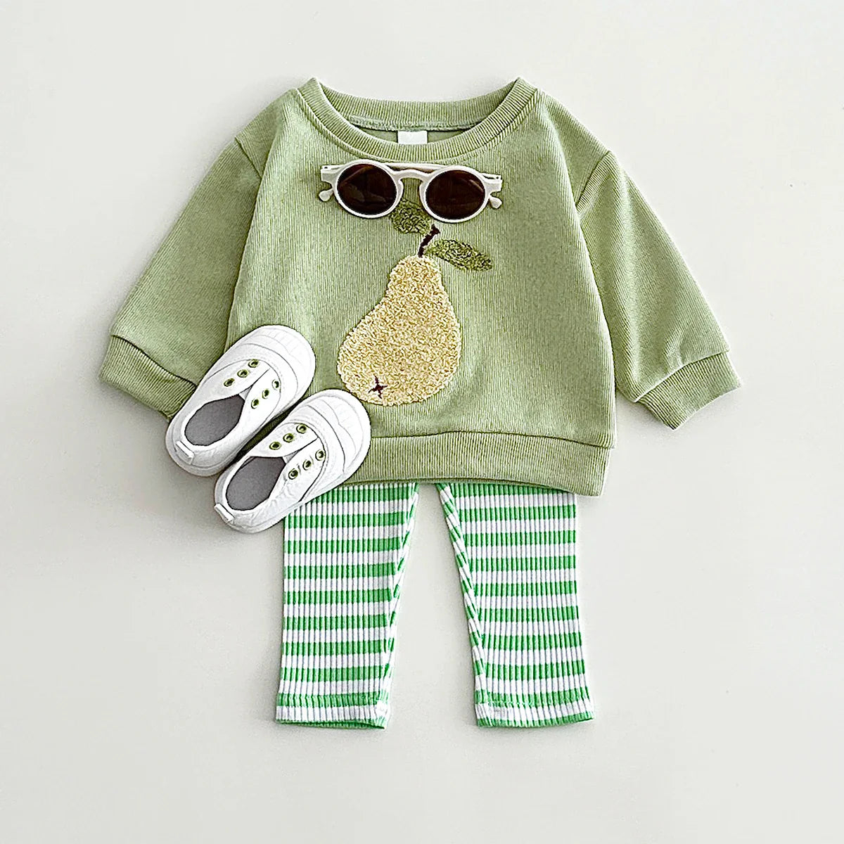 Fuzzy Fruit Stripe Pants Set