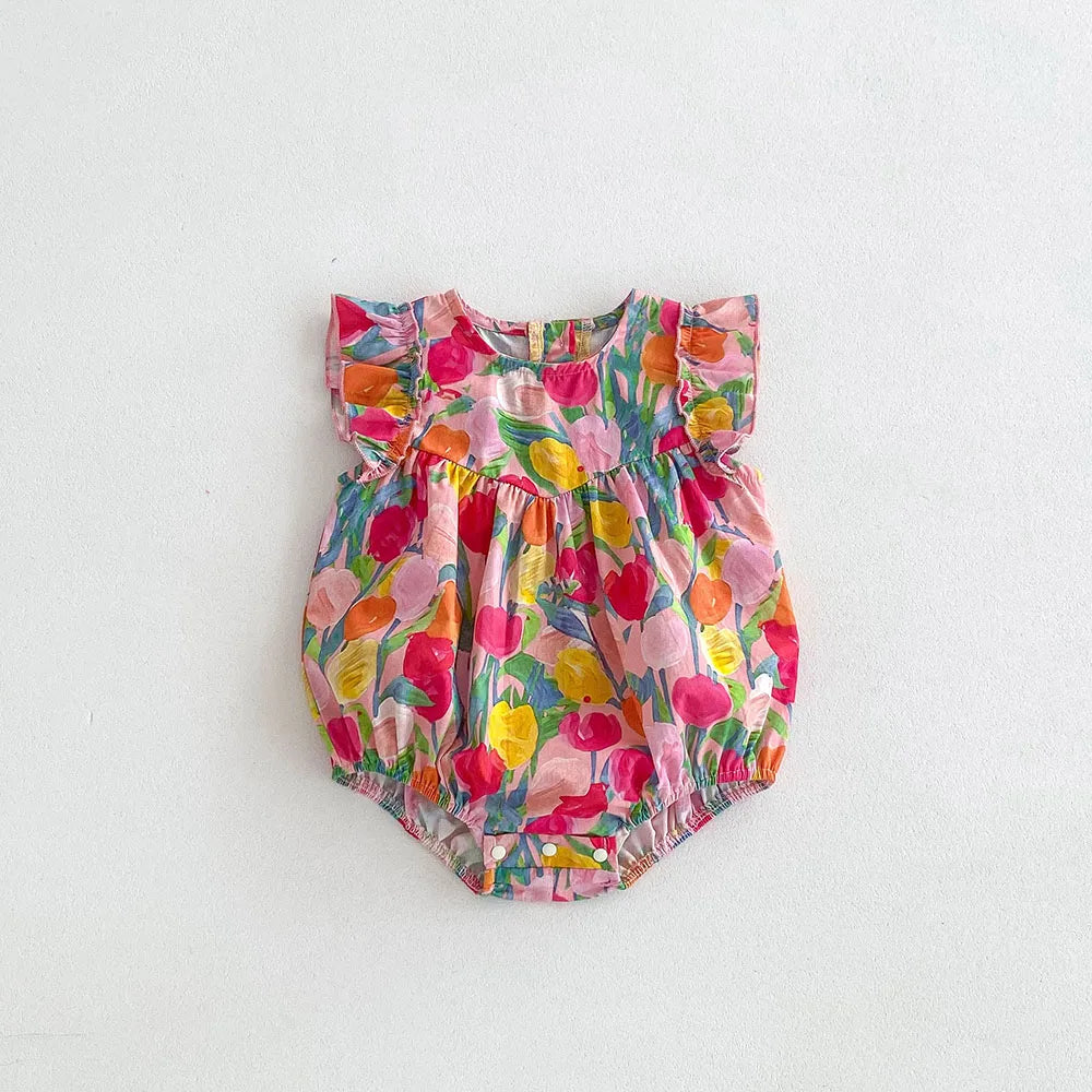 Tulip Ruffle Sleeve Romper
