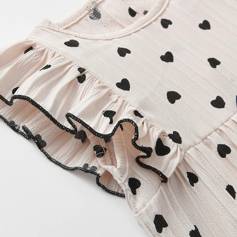 Polka Hearts Ruffle Romper Set