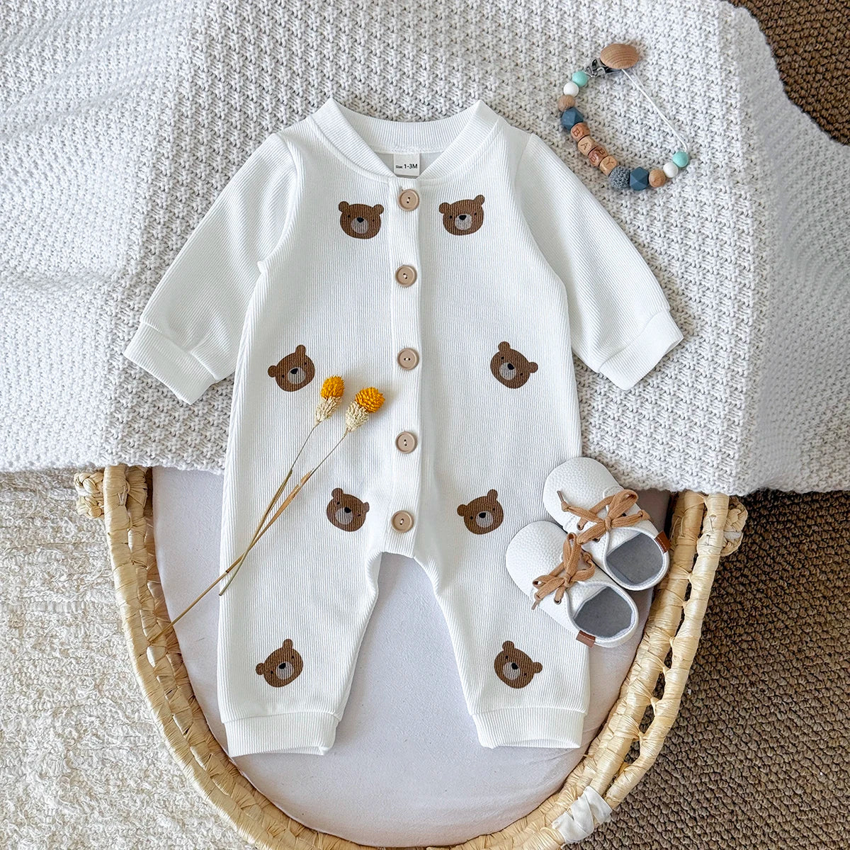 White Teddy Bear Jumpsuit