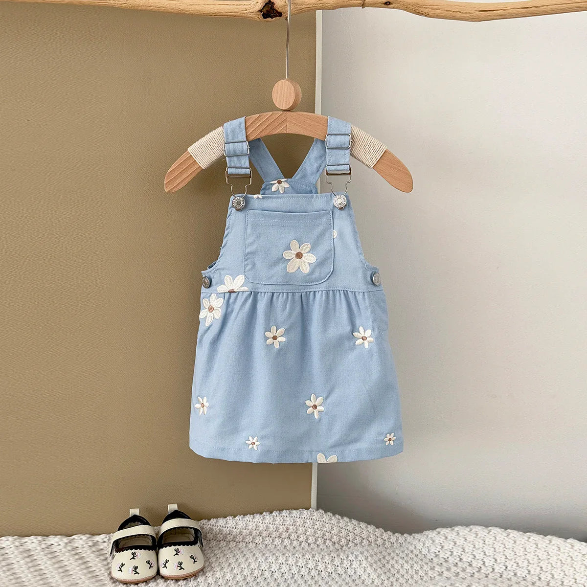 Blue Flower Embroidery Dress