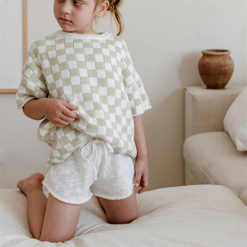 Checkered Knitted Resort Set