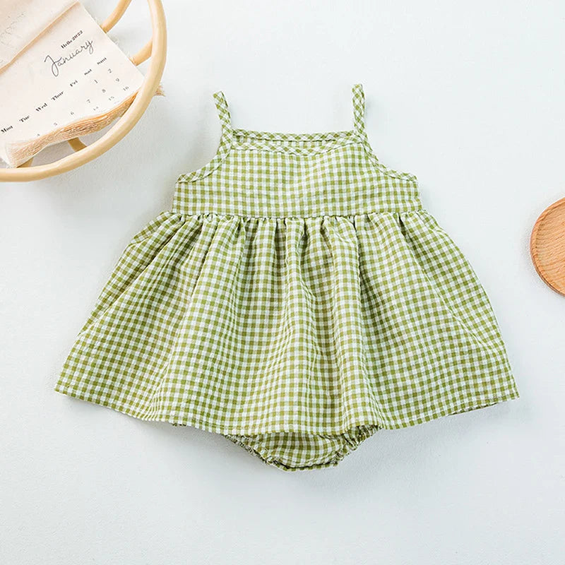 Plaid Picnic Romper Dress