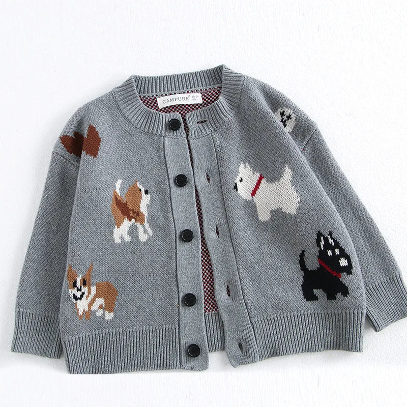 Jacquard Puppy Dog Cardigan