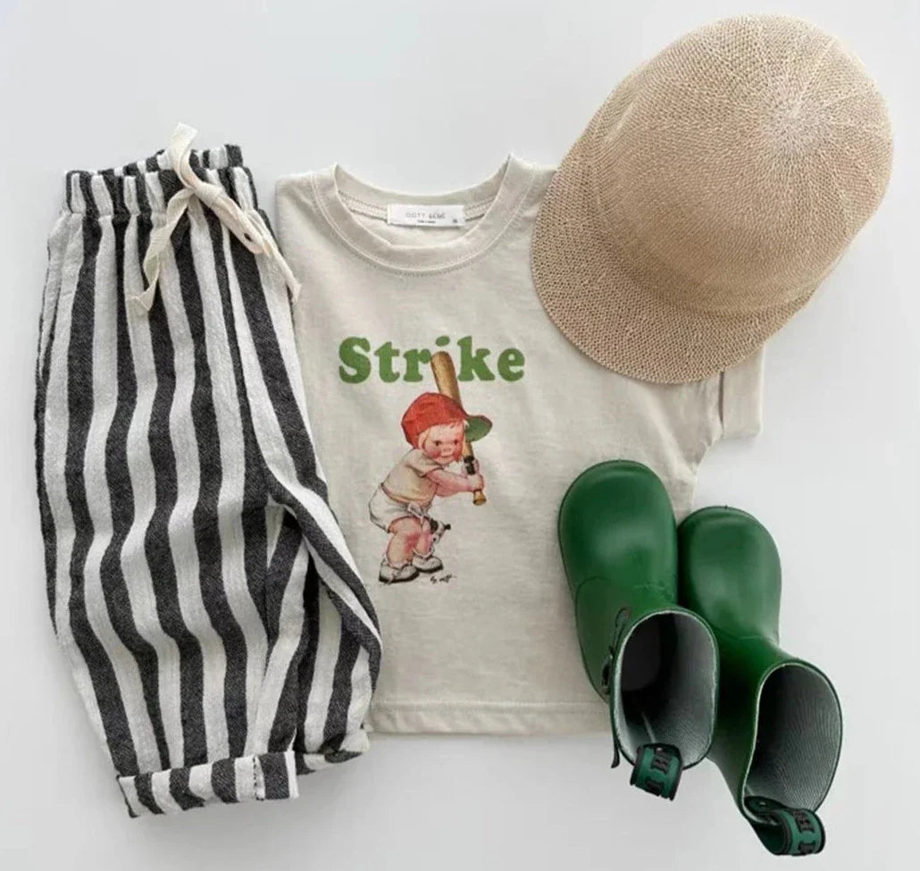 Cotton Linen Striped Pants