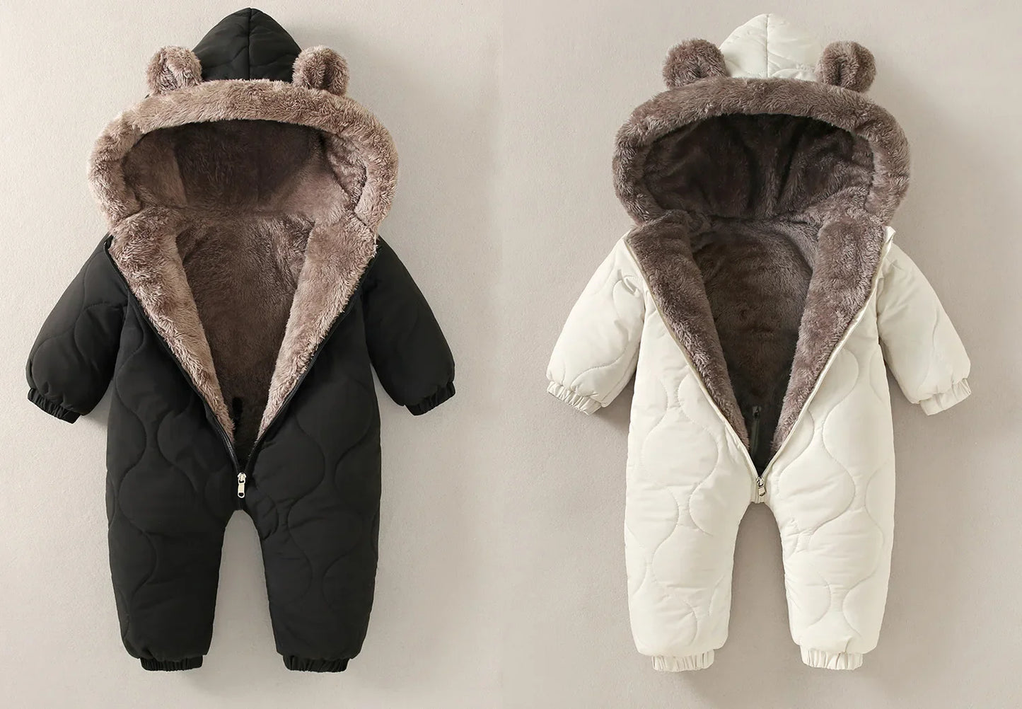 Winter baby fur lining  jumpsuit