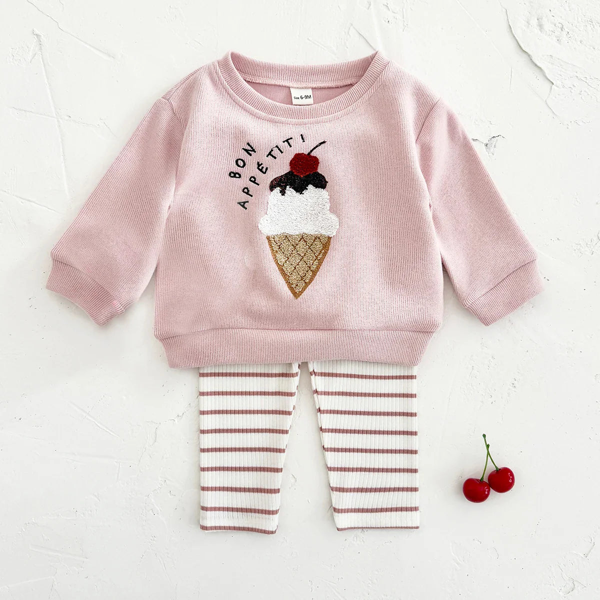 Cherry Ice Cream Stripe Set