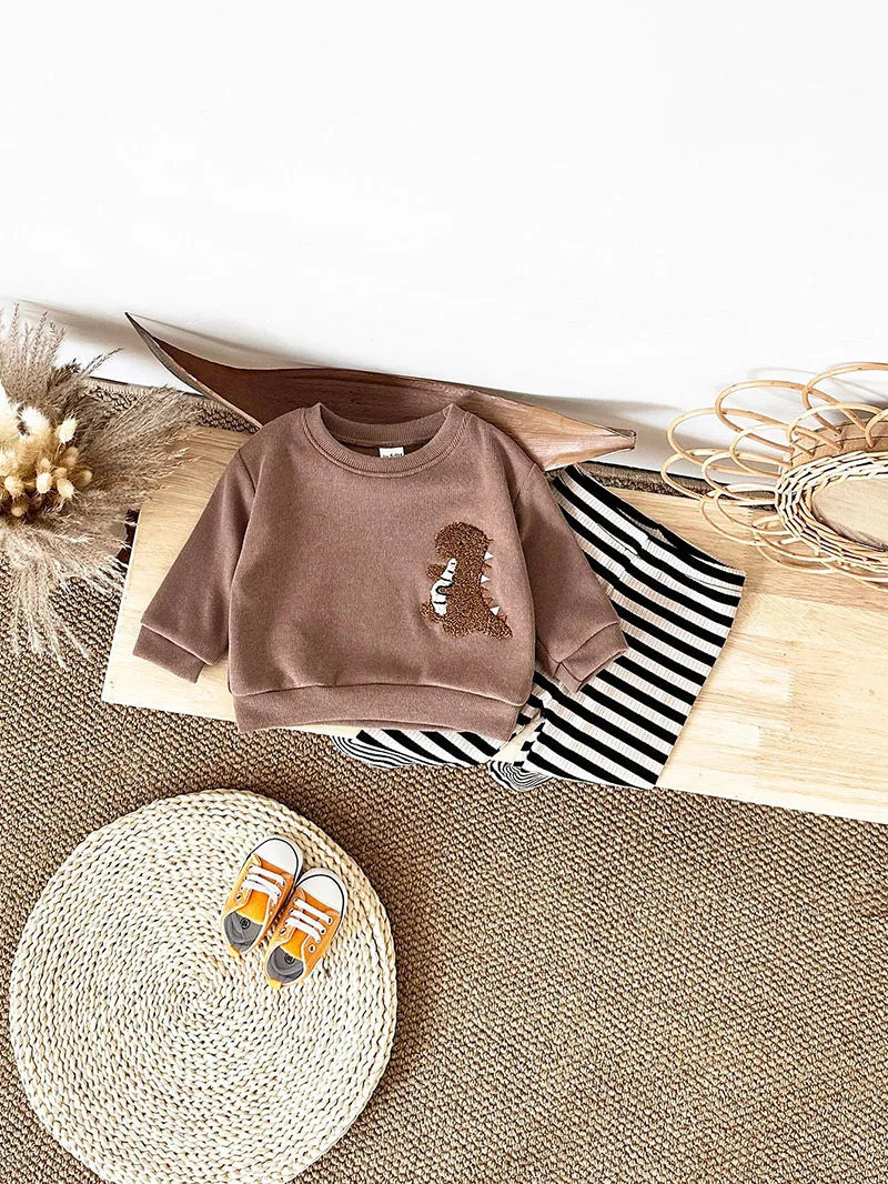 Dinosaur Striped Pants Set