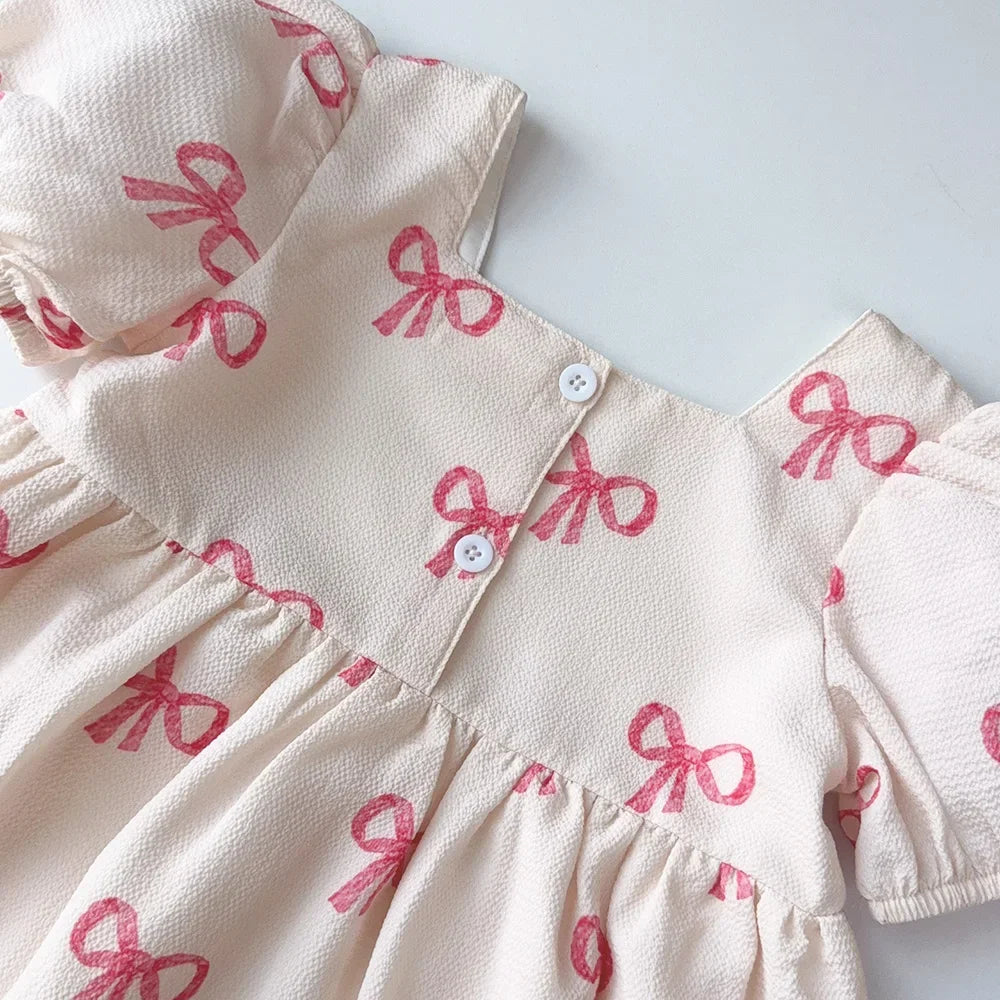 Ribbon Print Casual Dress
