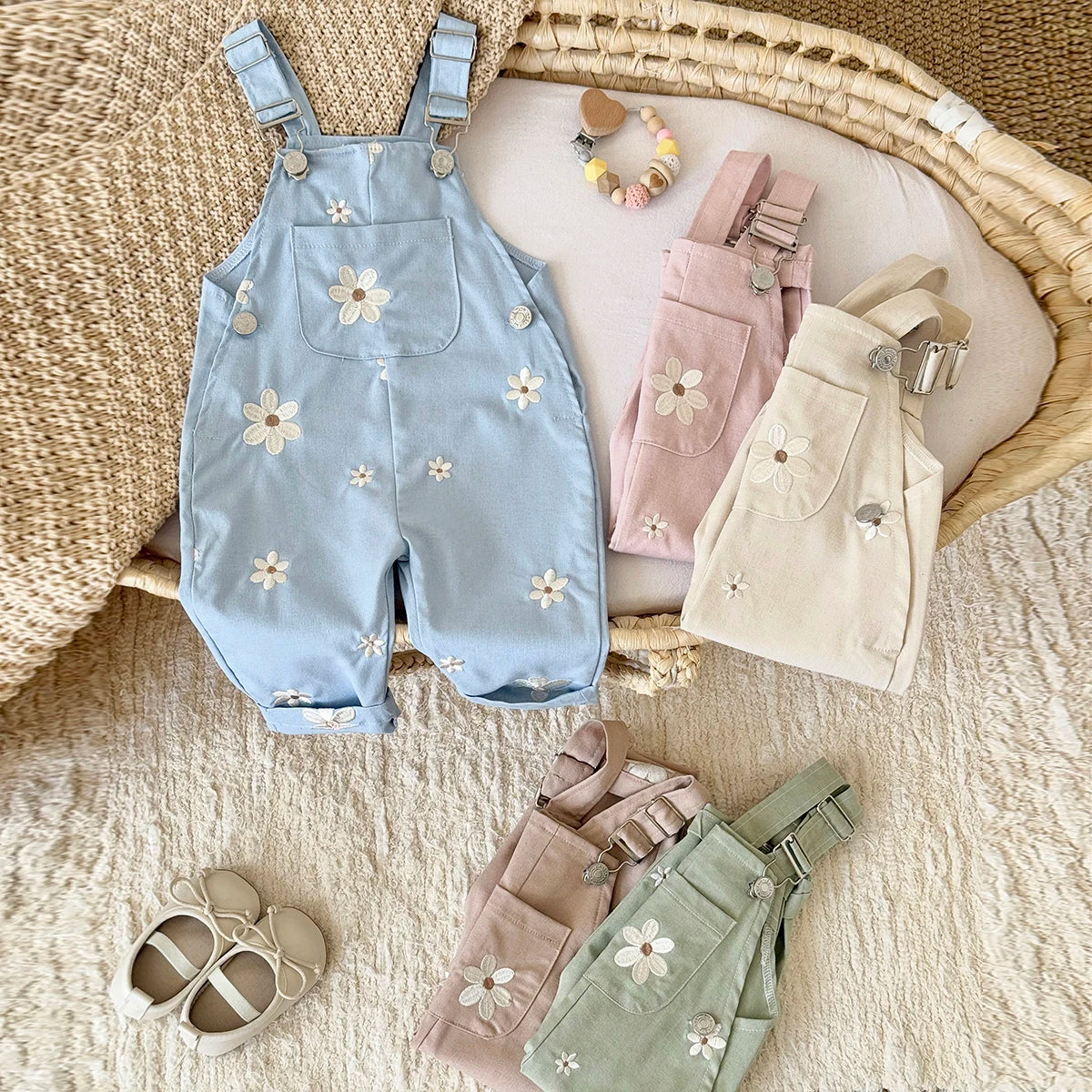 Embroidered Floral Dungaree Jumpsuit