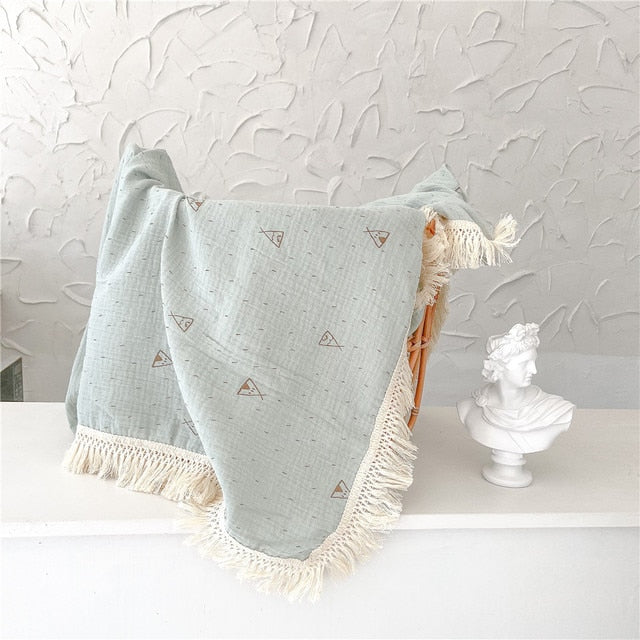 Floral Tassel Swaddle Blanket