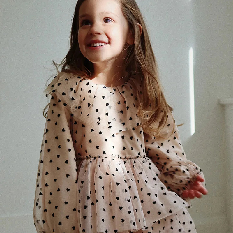 Mesh Heart Print Party Dress
