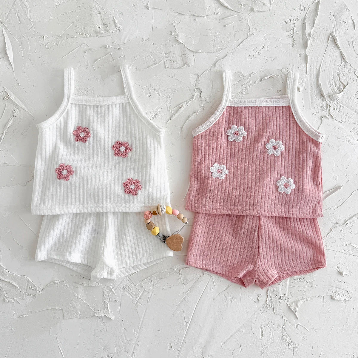 Breathable Camisole Flower Shorts Set