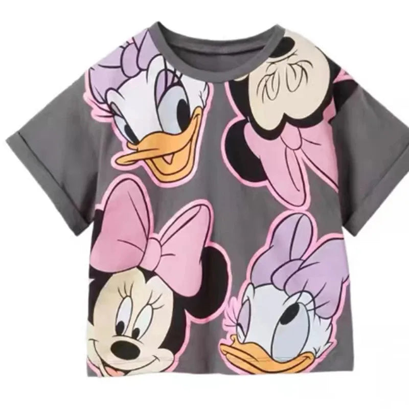 Minnie Print Baby Girls' T-shirt: Simple and Cute Cartoon Tee