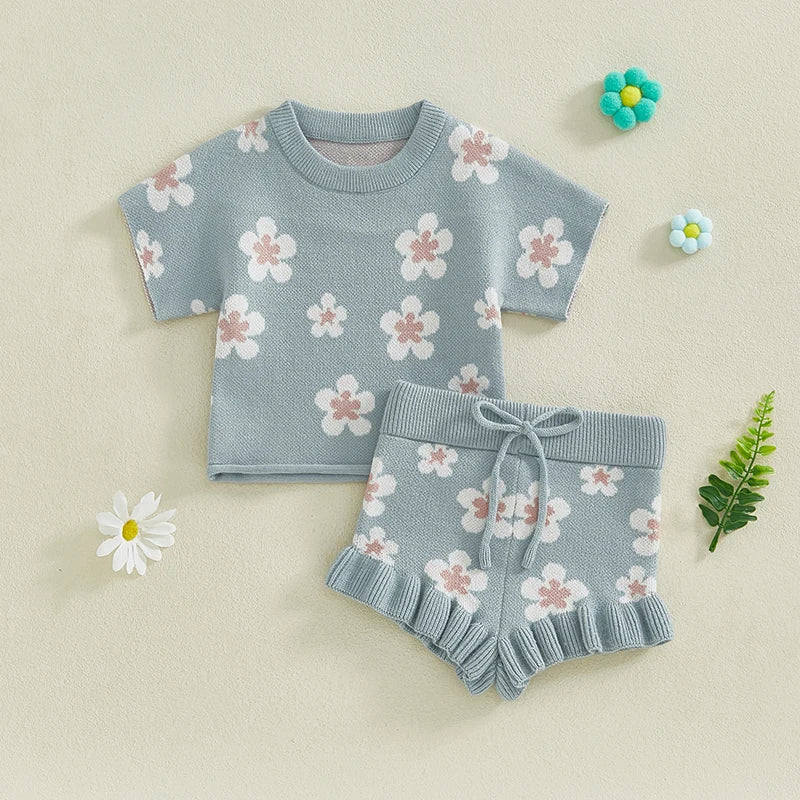 Floral Knit Short Set