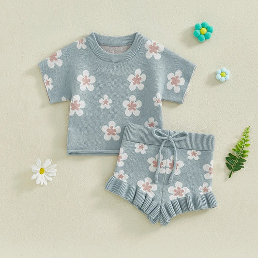 Floral Knit Short Set
