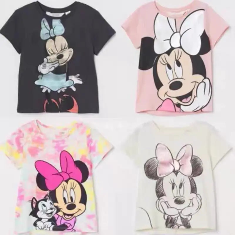 Minnie Print Baby Girls' T-shirt: Simple and Cute Cartoon Tee