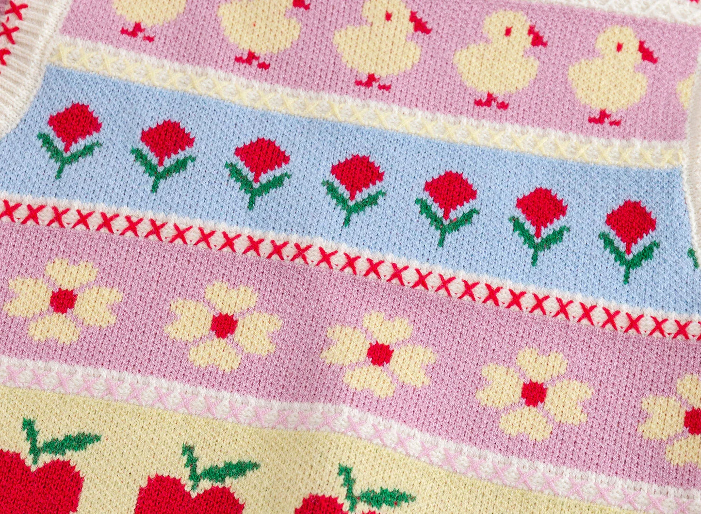 Blossom Striped Pattern Vest