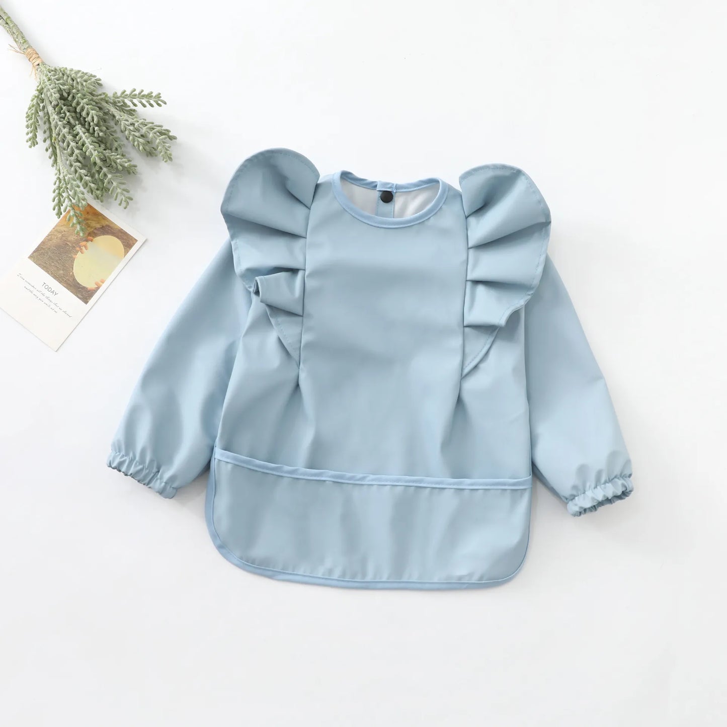 Girls Ruffle Waterproof Long Sleeve Art Bib
