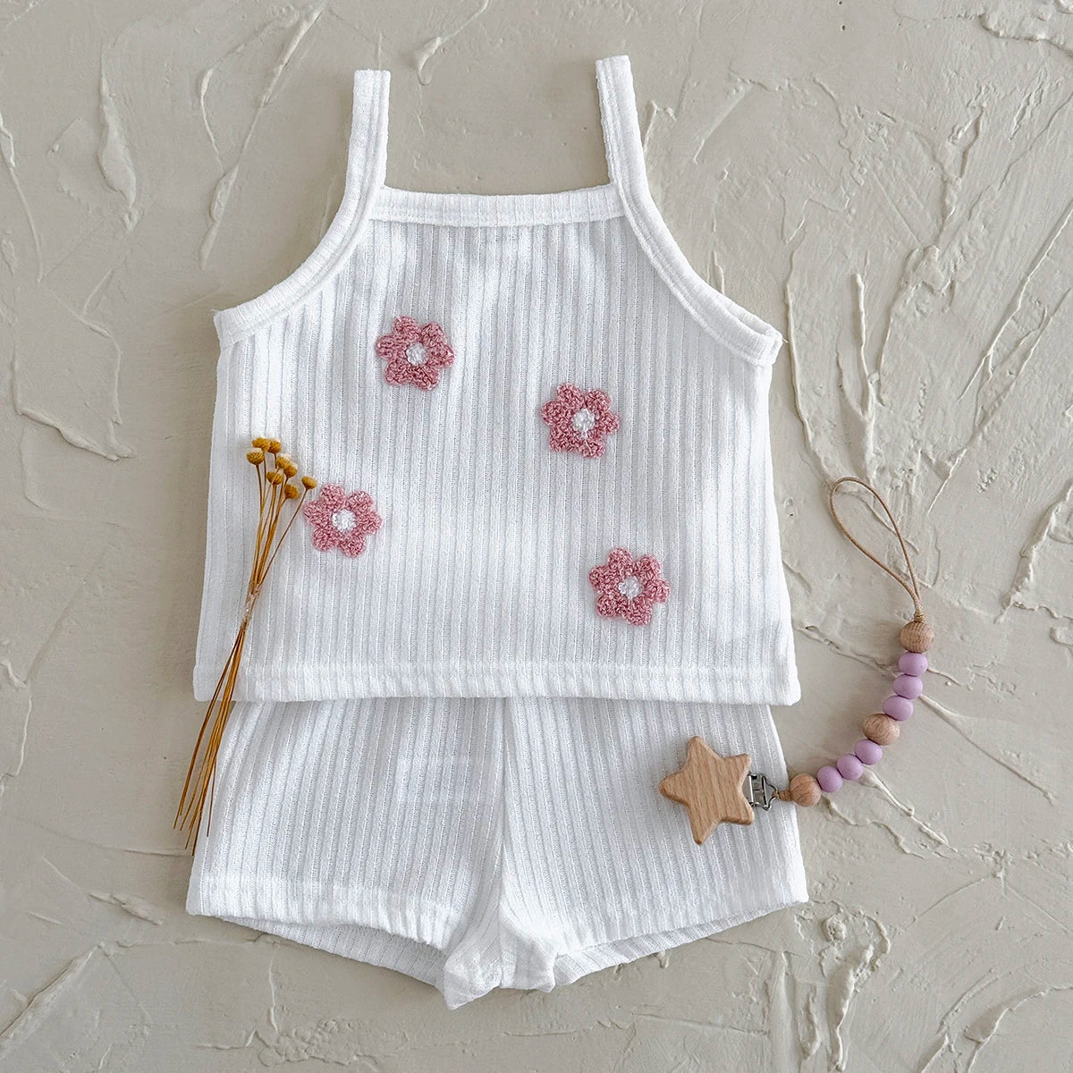 Breathable Camisole Flower Shorts Set
