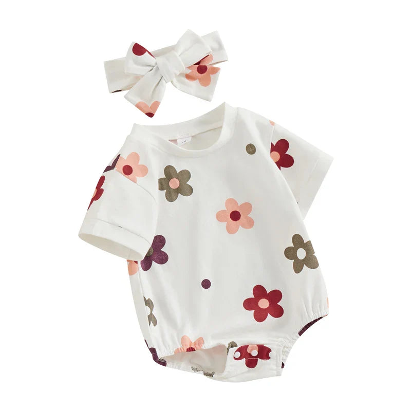 Flower Print Romper Set