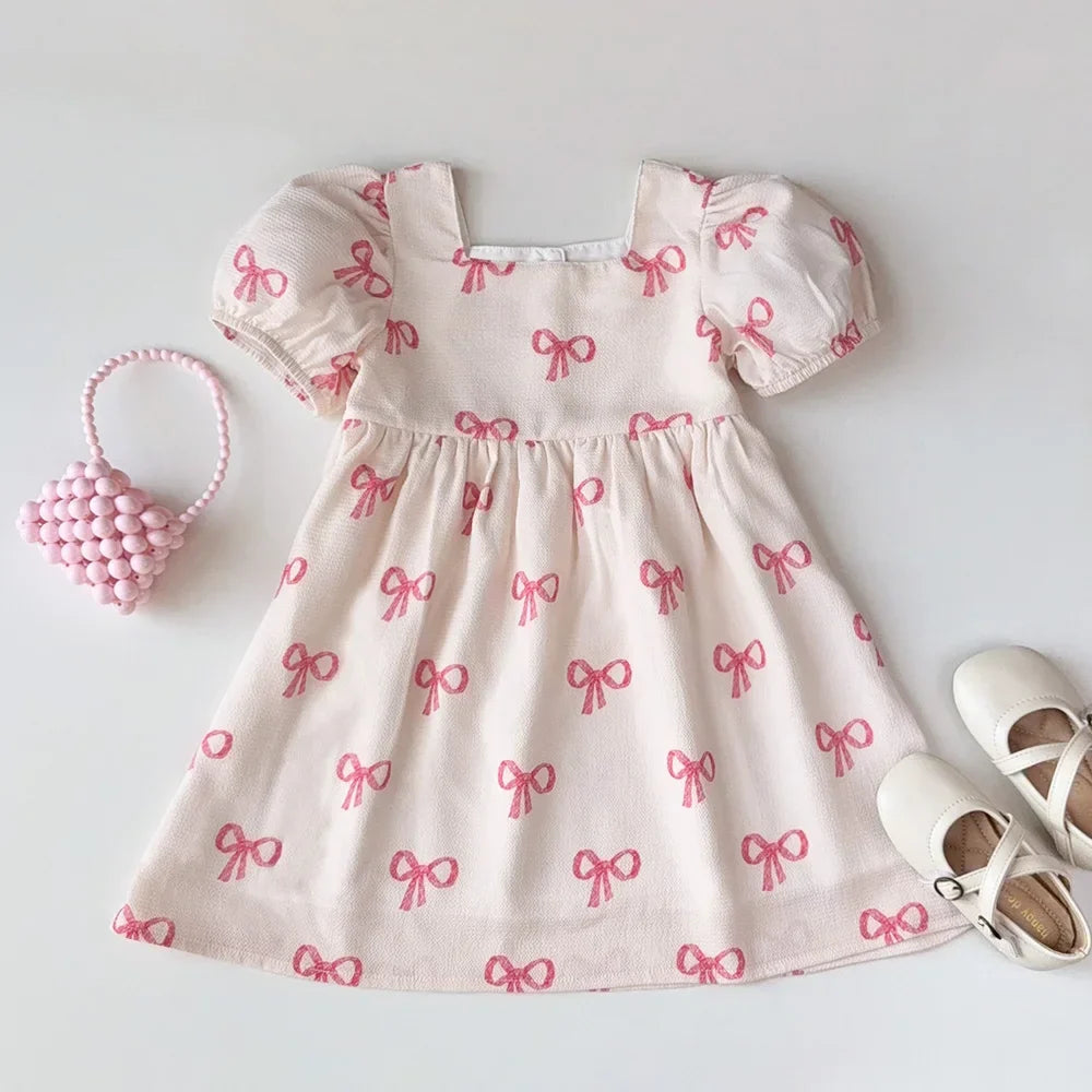 Ribbon Print Casual Dress