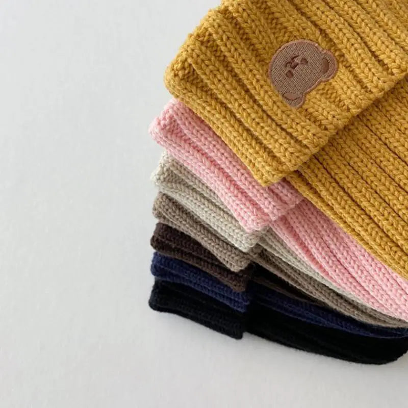 Teddy Bear Embroidered Beanie Hat