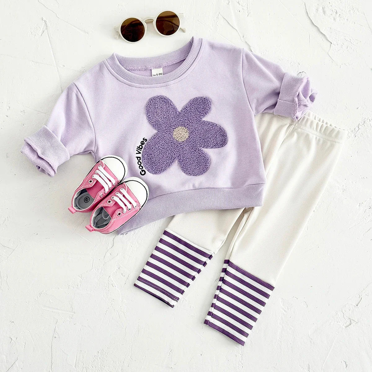 Purple Stripe Floral Set