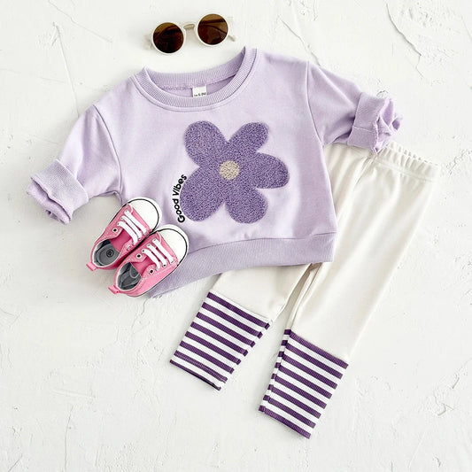 Purple Stripe Floral Set
