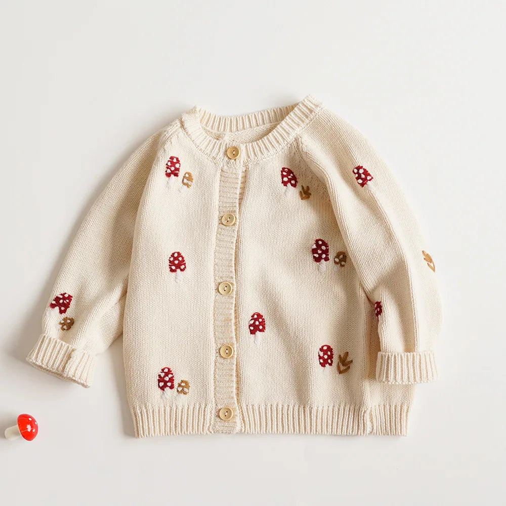 Mushroom  Knit Cardigan Sweater