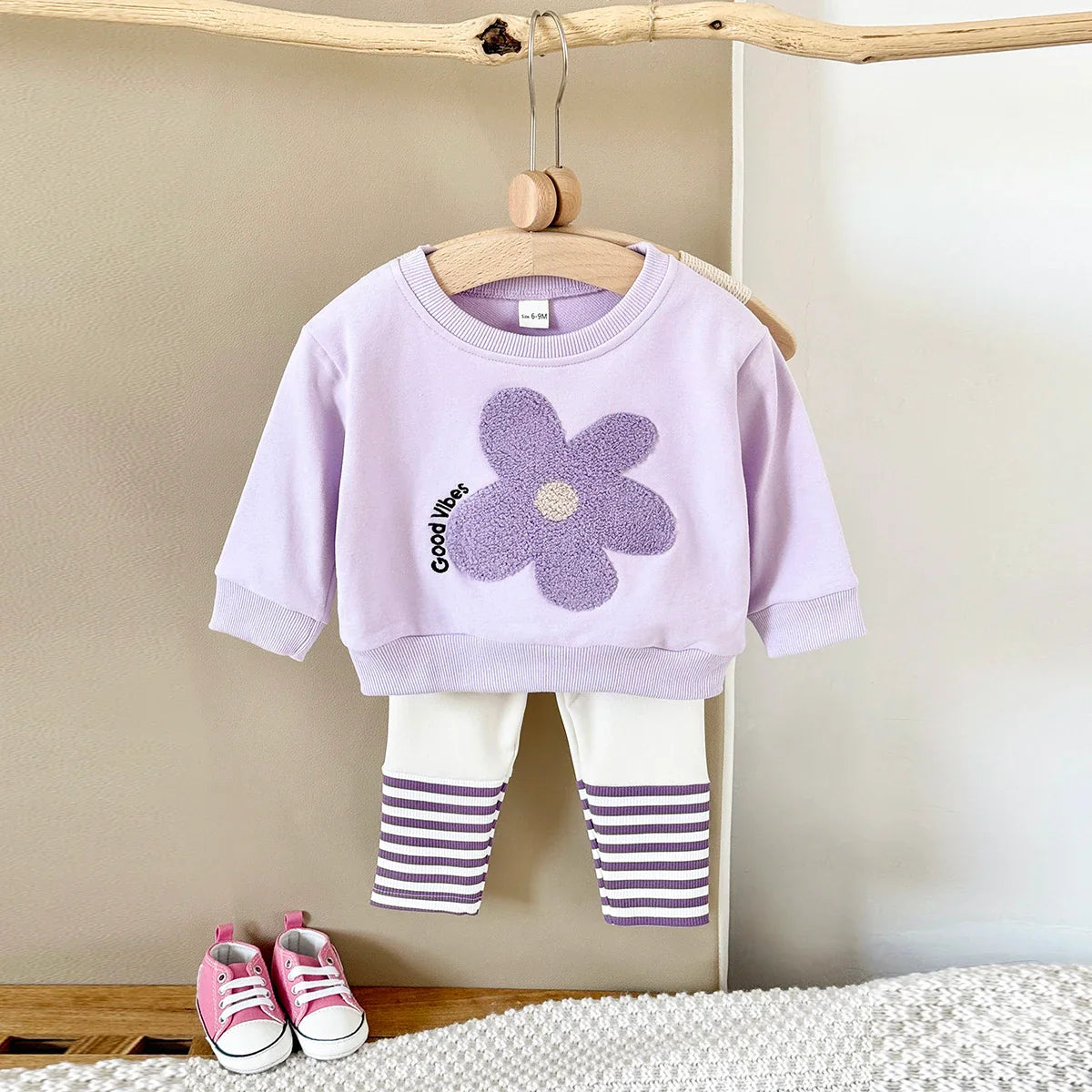 Purple Stripe Floral Set