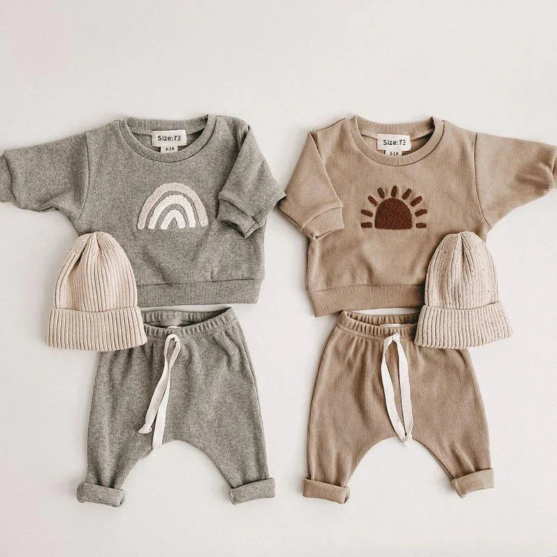 Fuzzy Rainbow Sun Jogger Set