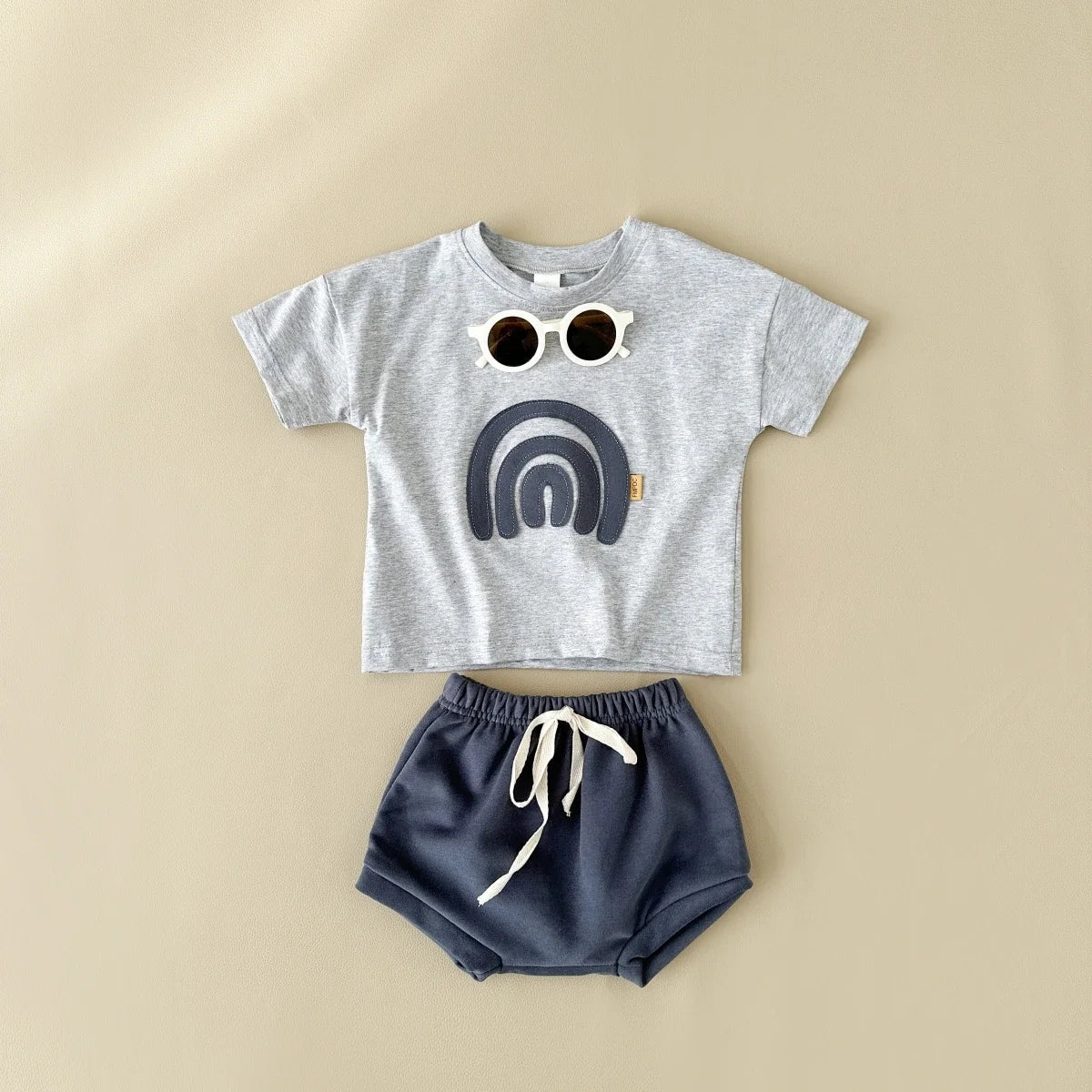 Rainbow Patchwork T-shirt Shorts Set