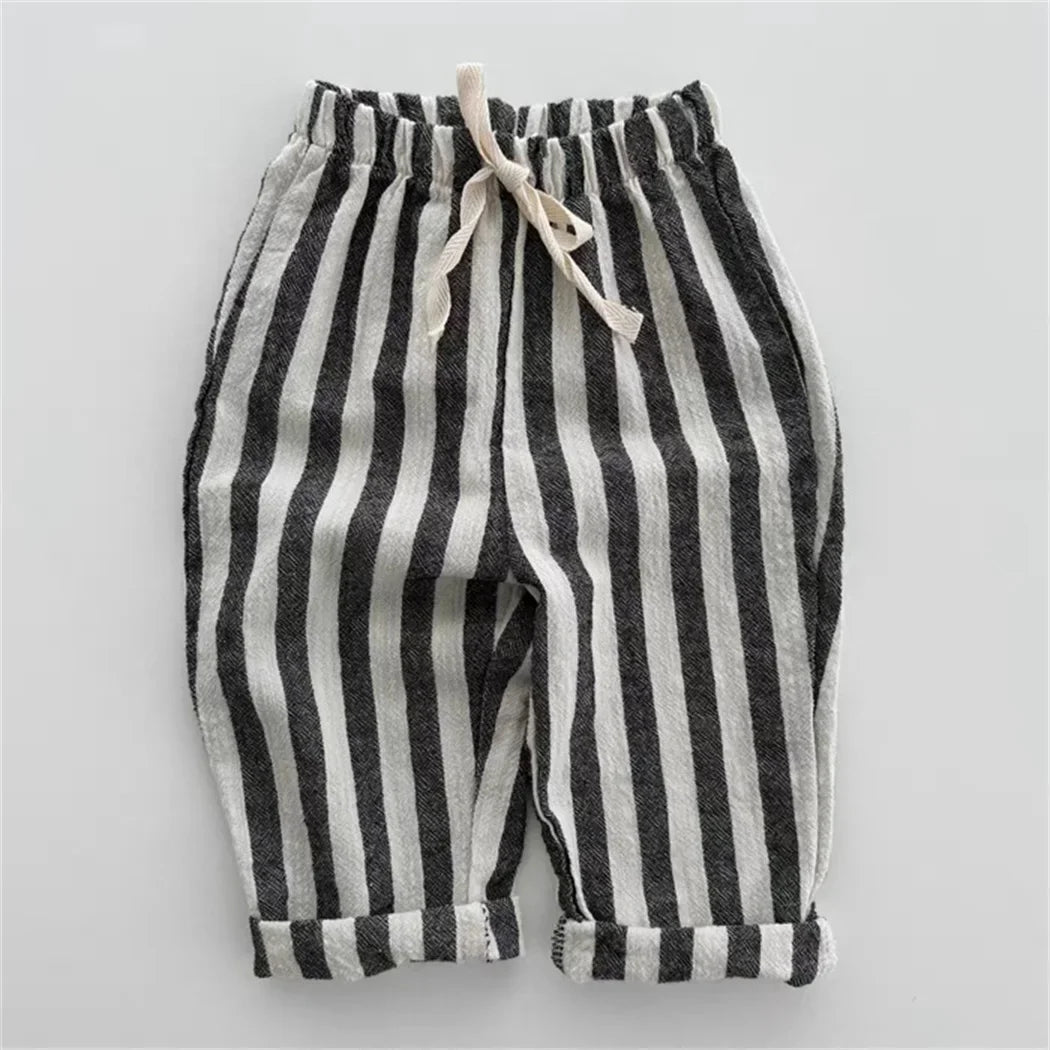 Cotton Linen Striped Pants
