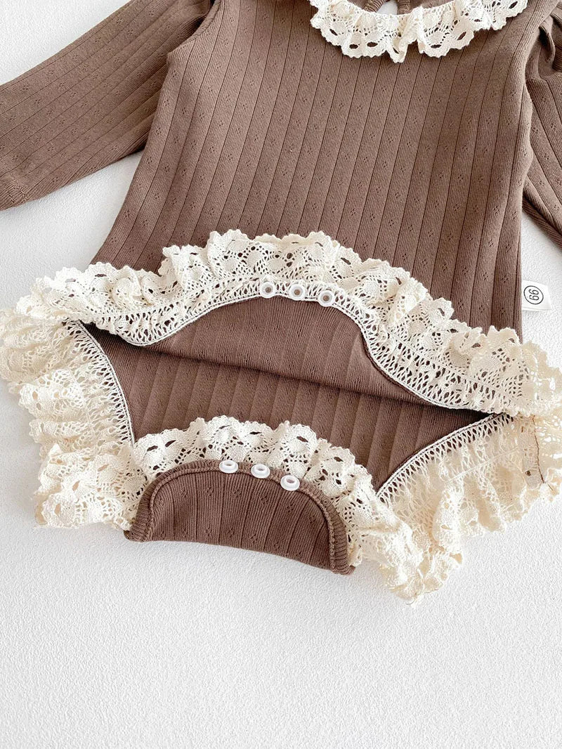 Lace Trim Long Sleeve Bodysuit