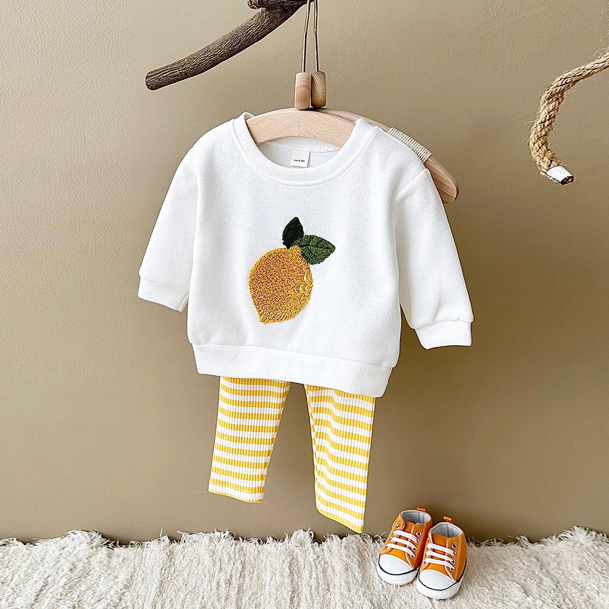 Fuzzy Fruit Stripe Pants Set