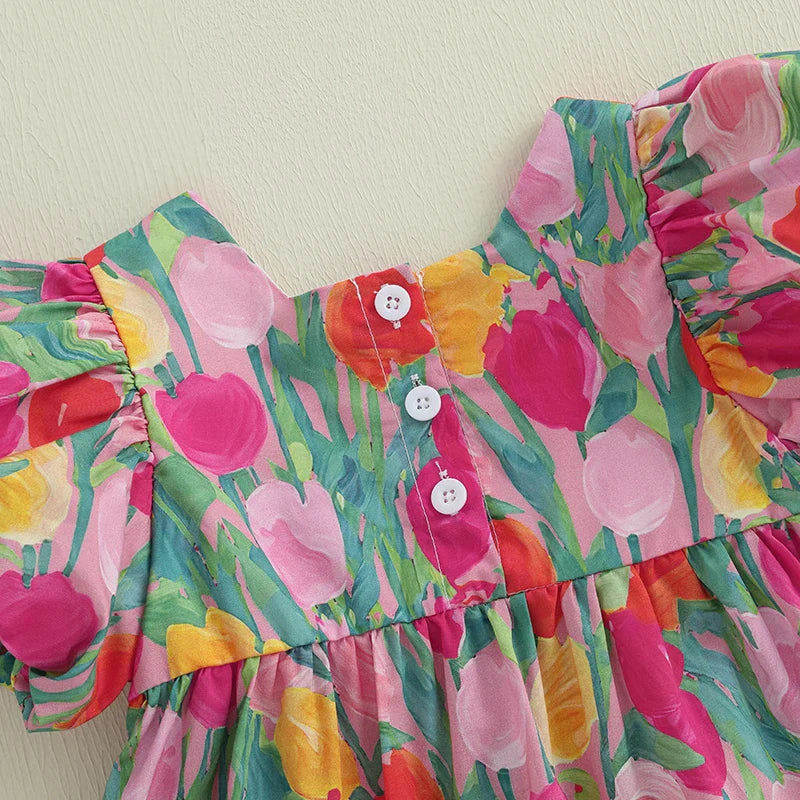 Floral Print Ribbon Dress