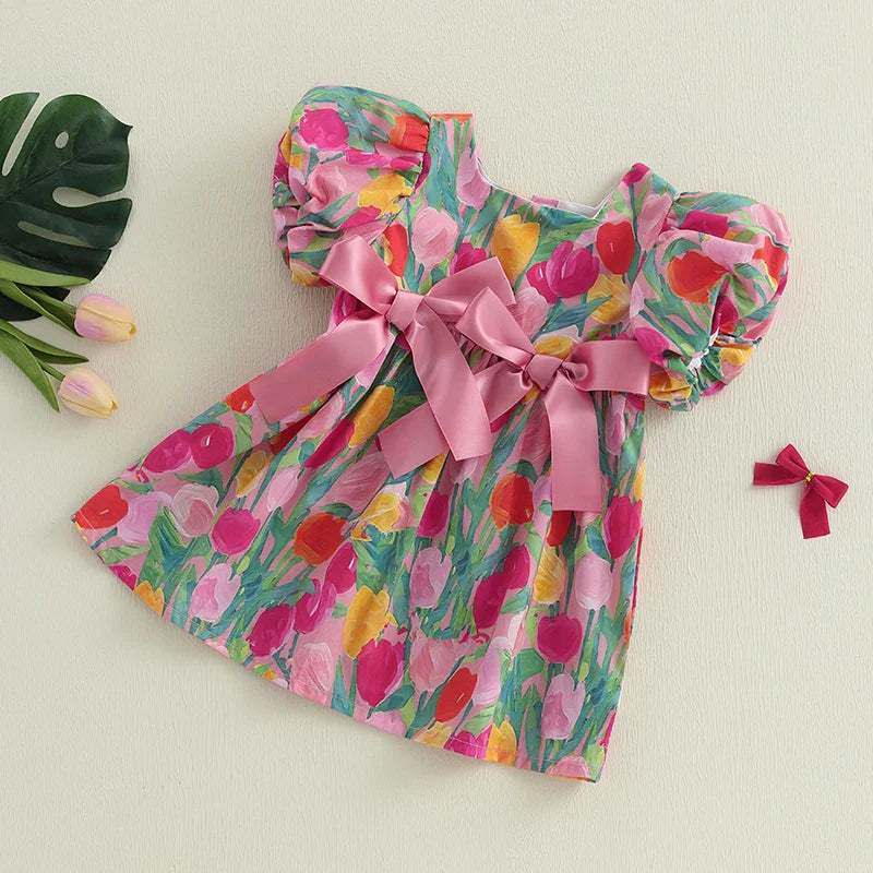 Floral Print Ribbon Dress