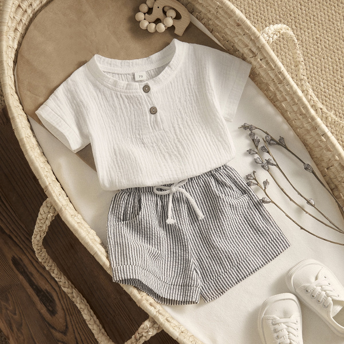 Boys Muslin shorts and Shirt Set