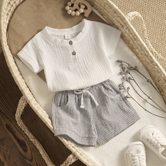 Boys Muslin shorts and Shirt Set