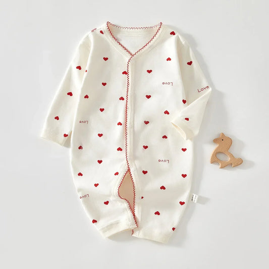 Newborn Red Heart Print Jumpsuit