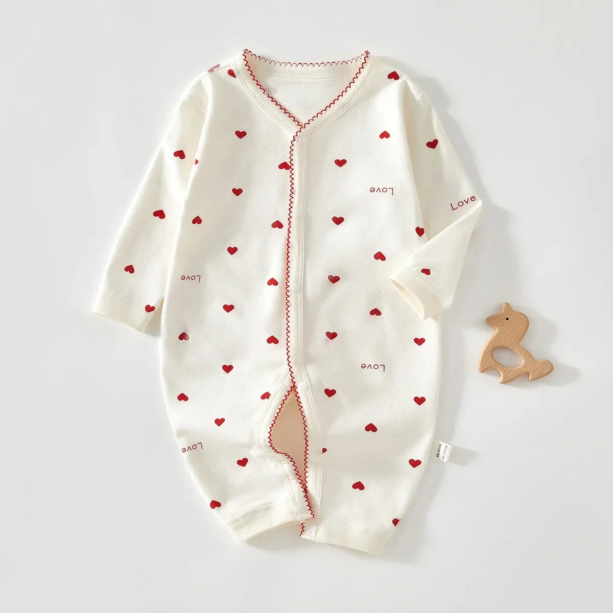 Newborn Red Heart Print Jumpsuit